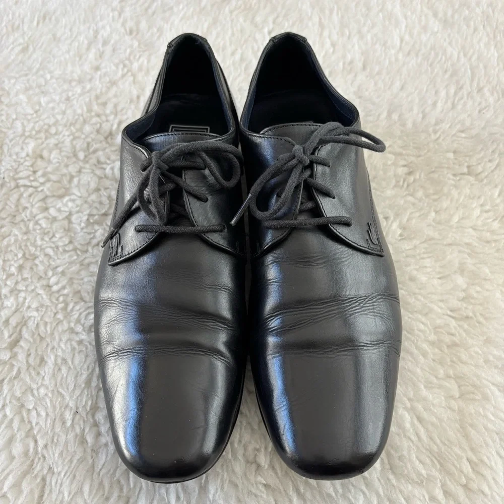 Lacoste Henri CLM Black Leather Derby Lace-Up Shoes size 11